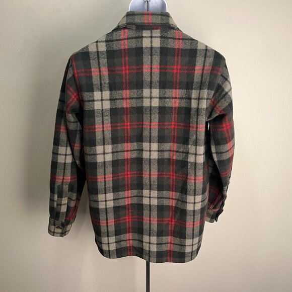 Vintage 60s 70s Woolrich Men's green and red plaid wool Flannel Jacket 40 M - Picture 3 of 5